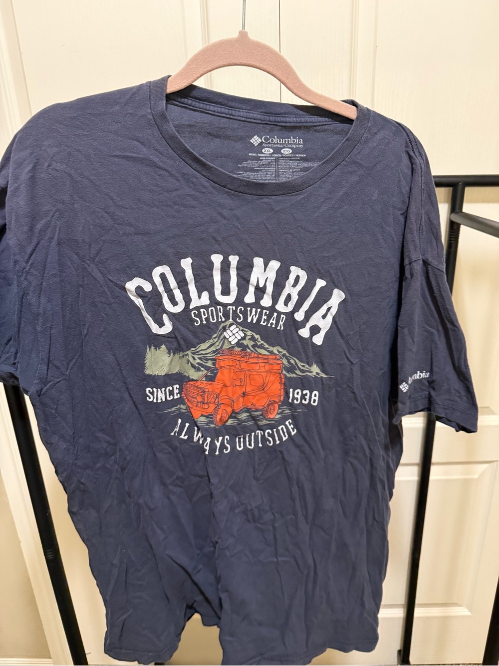 Columbia Navy Short-Sleeve Tee with Orange Jeep Graphic